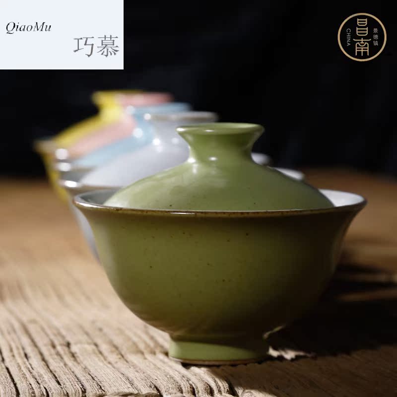 Qiao mu CNT tureen jingdezhen ceramic cups kung fu tea set large bowl color glaze thick ceramic tea cup