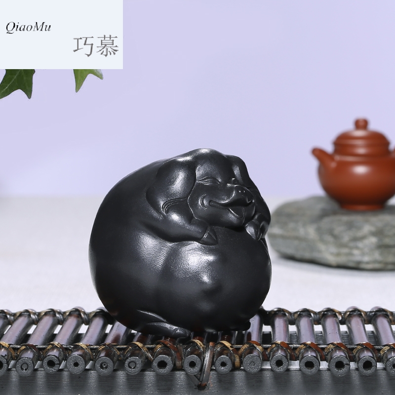 Qiao mu HM yixing all hand pet black mud happy "furnishing articles purple sand tea to keep individuality creative play tea with tea