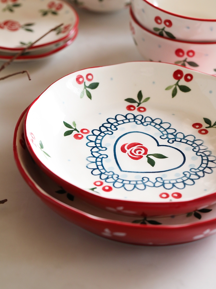 Qiao mu LH household retro creative hand - made dishes set tableware ceramic rice bowl plate combination fish dish plate