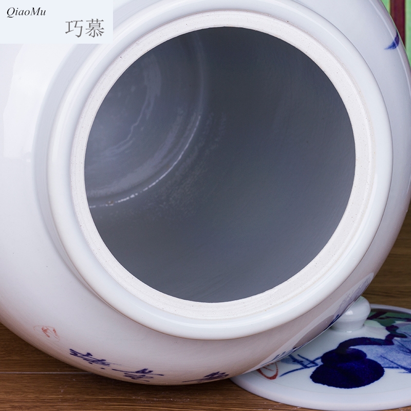 Qiao mu jingdezhen hand - made ceramic barrel 50 kg household 100 jins piggy bank kimchi cylinder packaging jars