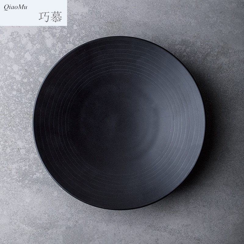 Qiao longed for creative household ceramic plates plate steak restaurant food dish plate threaded salad plate compote pastry disc