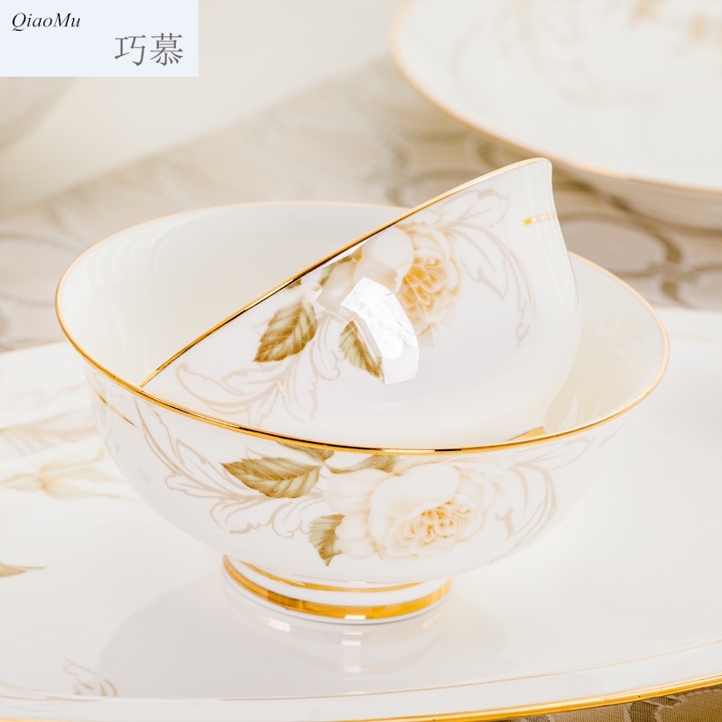 Qiao mu dishes suit household European - style fuels the jingdezhen porcelain tableware dish bowl chopsticks sets ipads ceramic bowl