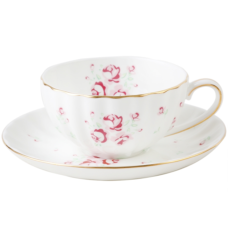 Qiao mu LH rose garden ceramic coffee cups and saucers suit, lovely rural wind rose floral red tea cups