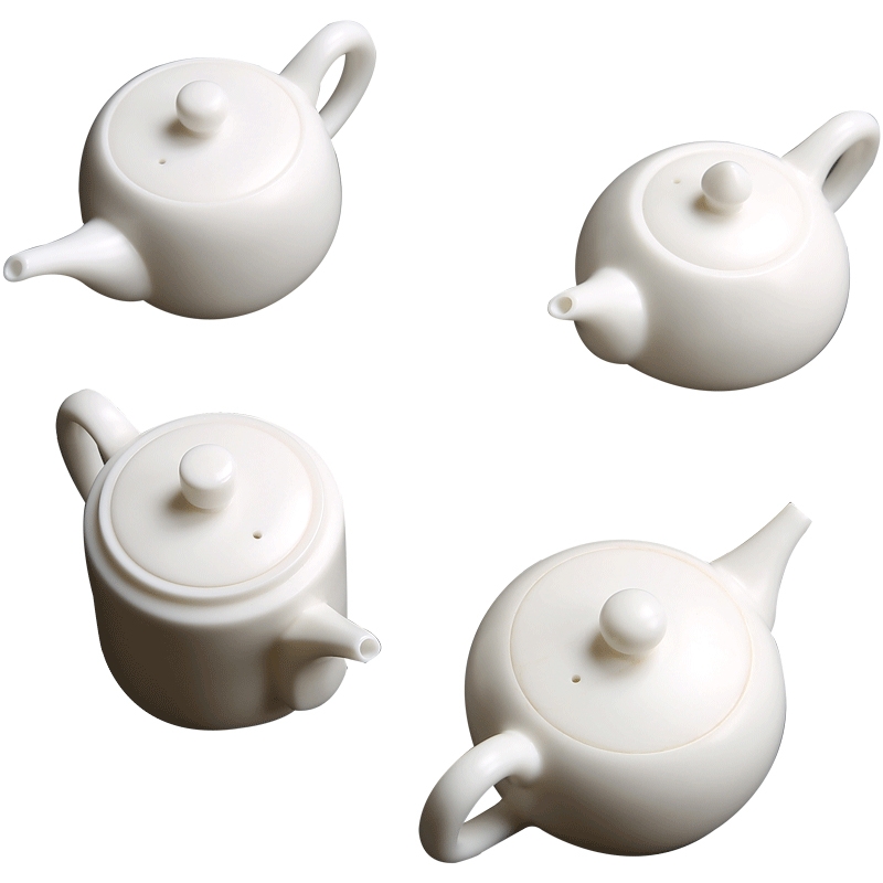 Qiao mu dehua white porcelain ceramic teapot single pot kung fu tea set domestic ivory white jade porcelain teapot high pot by hand