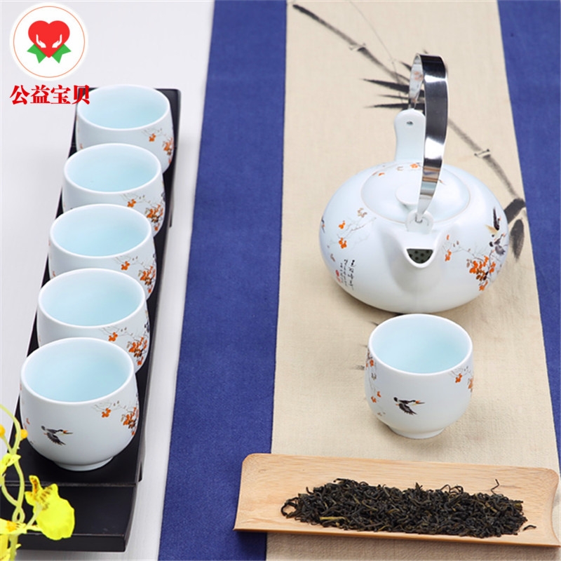 Qiao mu jingdezhen porcelain ceramic high - capacity scented tea cool kung fu tea set hotel club large kettle
