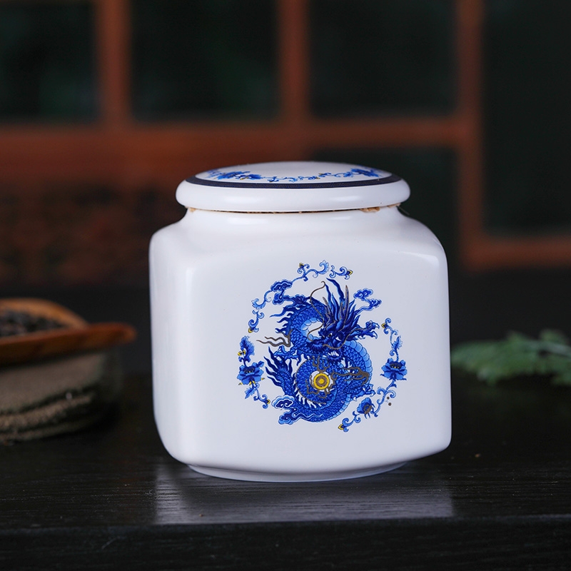 Qiao mu jingdezhen ceramic tea pot store receives the jar small mini portable sealed as cans to save tea pot of tea bag