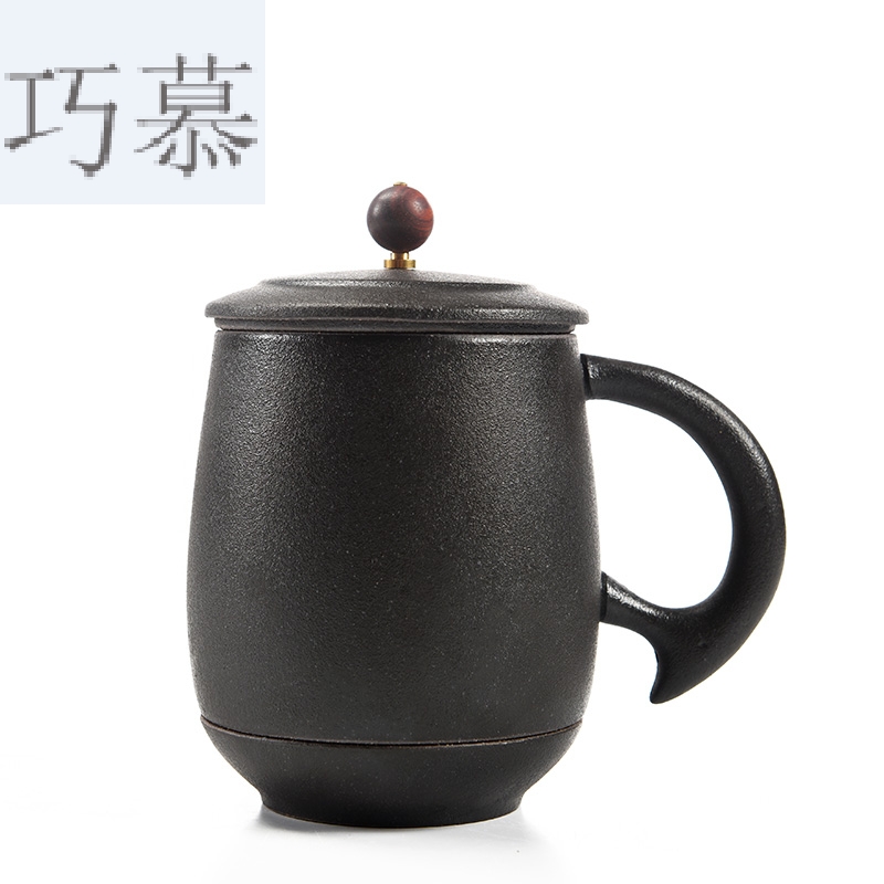 Qiao mu Japanese mugs ceramics with cover large capacity filter cup office tea cup of water glass cup