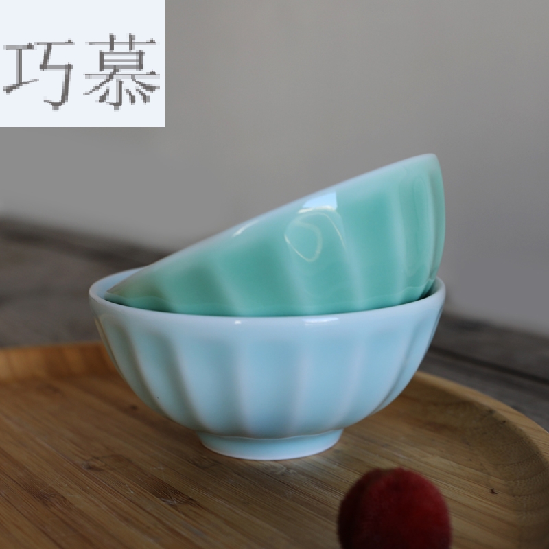 Qiao mu QOJ longquan celadon household jobs 4.5 inches of glass/ceramic YuZhuo eat small bowl Chinese rice bowls