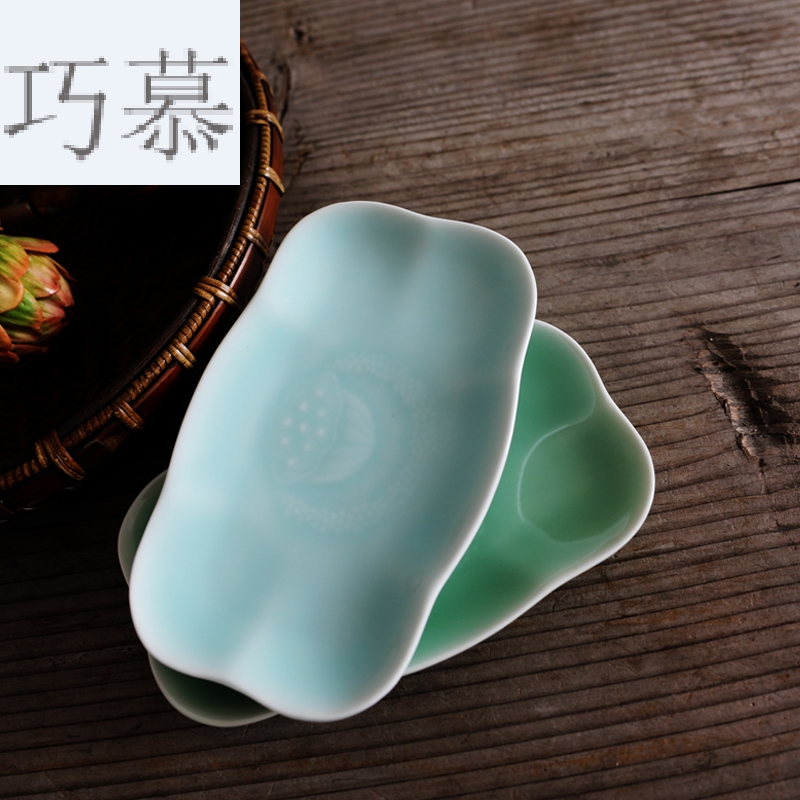 Qiao mu QOJ longquan celadon dessert plate lotus home cold dish fruit dish hotel towel wet disc creative ceramics