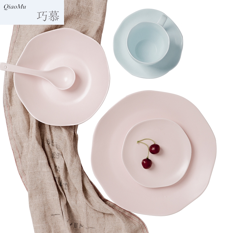 Qiao mu new ceramic large soup bowl rainbow such use pink always express it in use of the individual household Japanese - style tableware plate