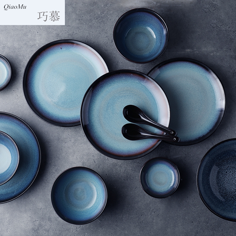 Qiao longed for four people eat 18 creative ceramics tableware suit rice bowl of such soup plate salad bowl dishes