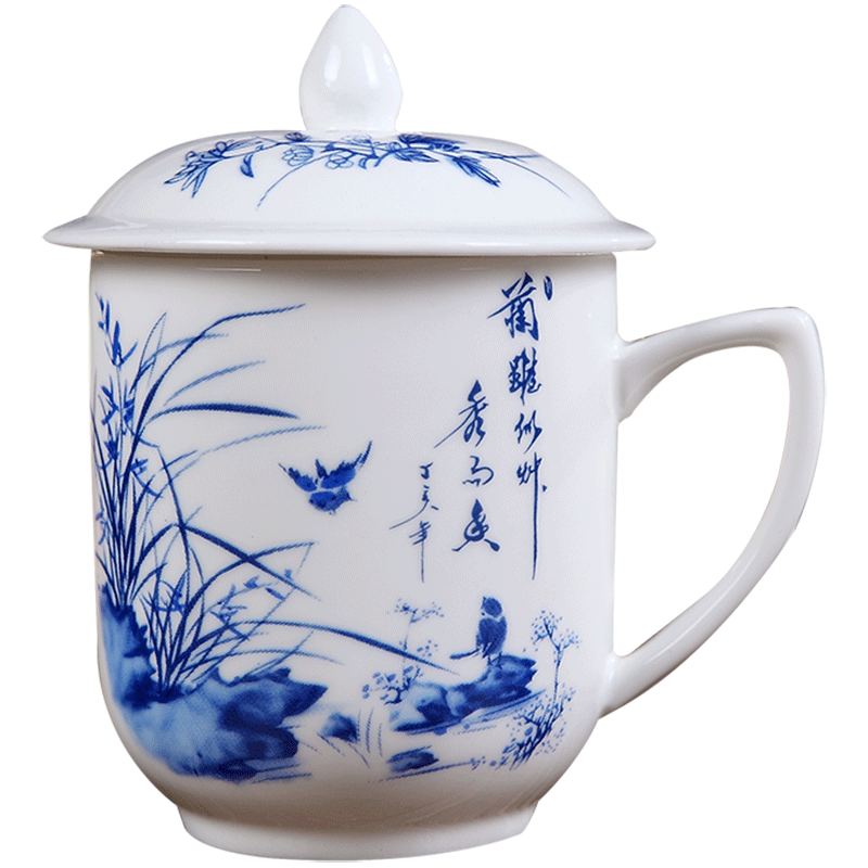 Qiao mu jingdezhen porcelain cup cup office cup, gift cup by patterns ceramic cup and meeting with cover