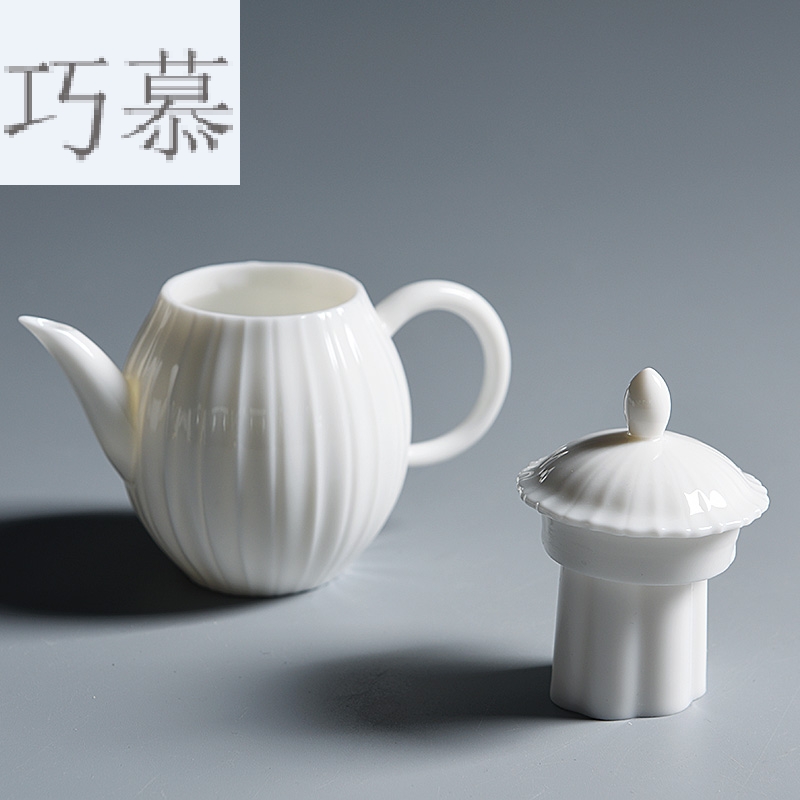 Qiao mu dehua manual build jade white porcelain tea pot lid cup humanities tea tea spare parts cover