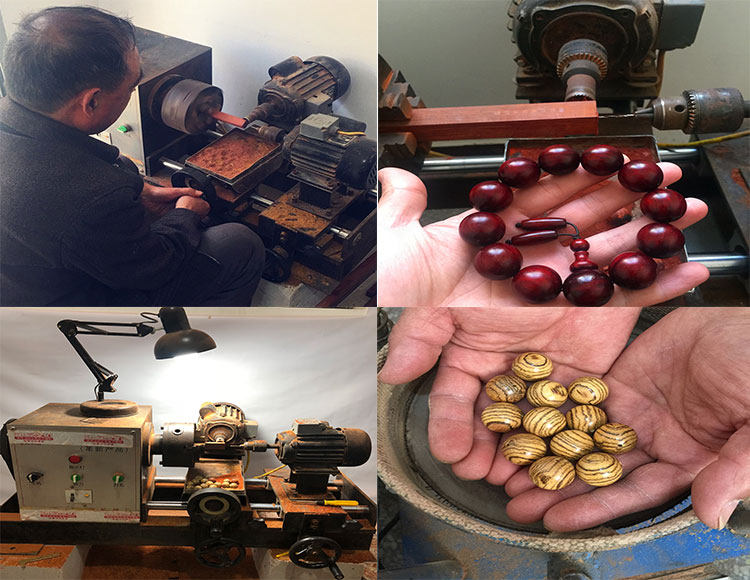 老张文玩现场加工小叶紫檀黄花梨金丝楠沉香降真香佛珠手串