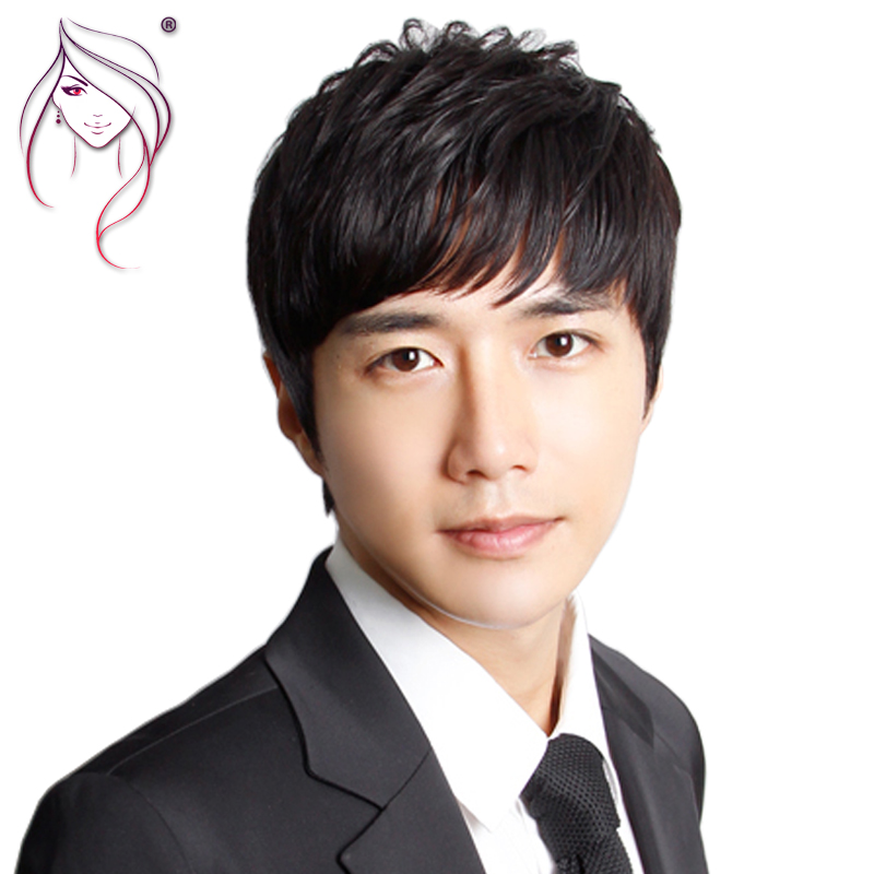 逸致青年假发时尚帅气男士假发短发 100%真发丝假发男整顶假发套