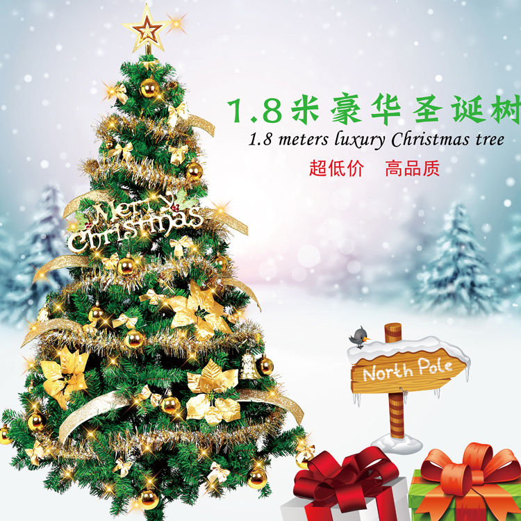 圣诞装饰品圣诞树1.8米套餐发光韩版酒店摆件豪华加密圣诞树套装产品展示图4