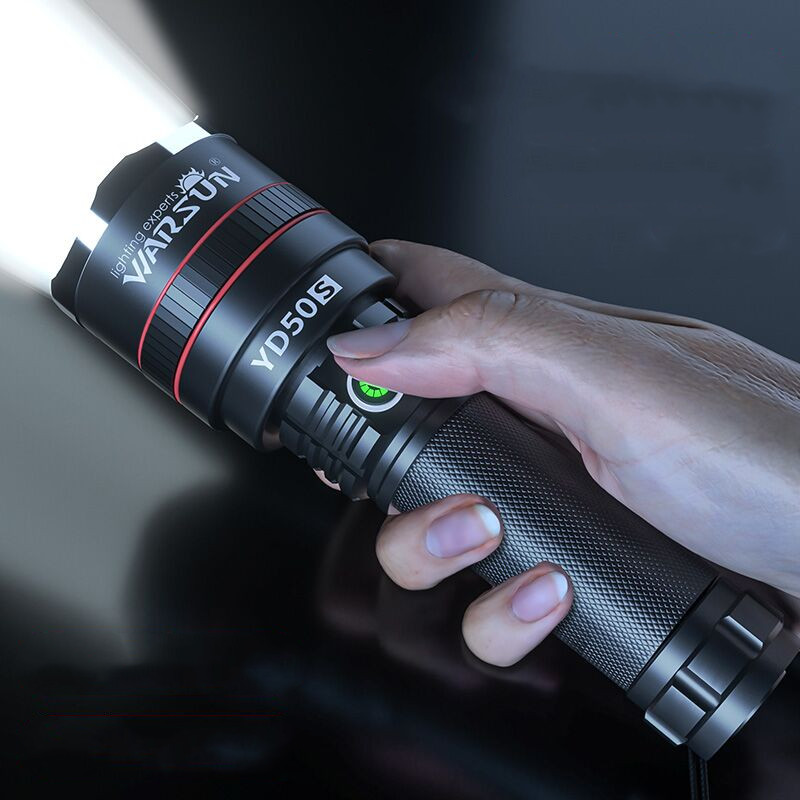 沃尔森强光可充电式户外小超亮远射家用米氙气灯军专用手电筒5000