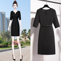 Autumn 2021 new female fashion temperament black hip jewelry shop beautician professional dress overalls
