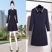 Autumn dress 2021 new female temperament celebrity doll collar waist slim long sleeve professional dress overalls