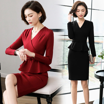2021 autumn new professional suit temperament dress dress dress long sleeve beautician overalls women overalls ol