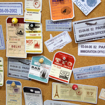 Retro air travel postmarked ticket suitcase sticker luggage sticker laptop skateboard ipad waterproof sticker