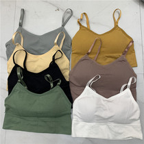 Beauty back bra Sports underwear Womens rimless small chest gathered bra Student chest versatile adjustable back bandeau