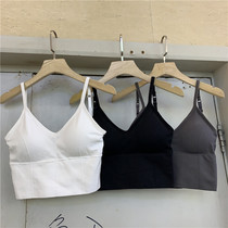 Beauty back underwear womens non-rimmed thin section gathered sports camisole bandeau shoulder strap adjustable chest bra cover