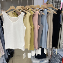 KITTIN cotton and hemp camisole womens 2021 summer wild loose sleeveless I-word T-shirt thin base top