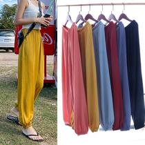 Ice silk lantern womens summer thin radish pants cool banana pants wear copper ammonia silk hanging loose nine-point beam pants
