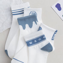 White sports socks mens socks letter ins tide shorts basketball socks cotton thin spring summer socks