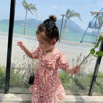Tide brand girl floral dress 2021 New Girl chiffon fresh short sleeve skirt summer baby princess dress