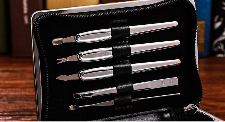 three seven/777正品指甲刀套装双层拉链修甲工具套指甲剪修脚刀