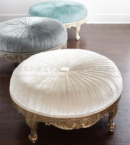 European style fabric solid wood sofa stool home high-end shoe stool cloakroom fitting stool stool bedroom large round bed tail stool