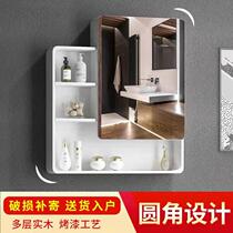 Solid wood bathroom cabinet small and medium Wall Wall Mirror Cabinet combination Wall Wall Oak Mirror box bathroom mirror with shelf