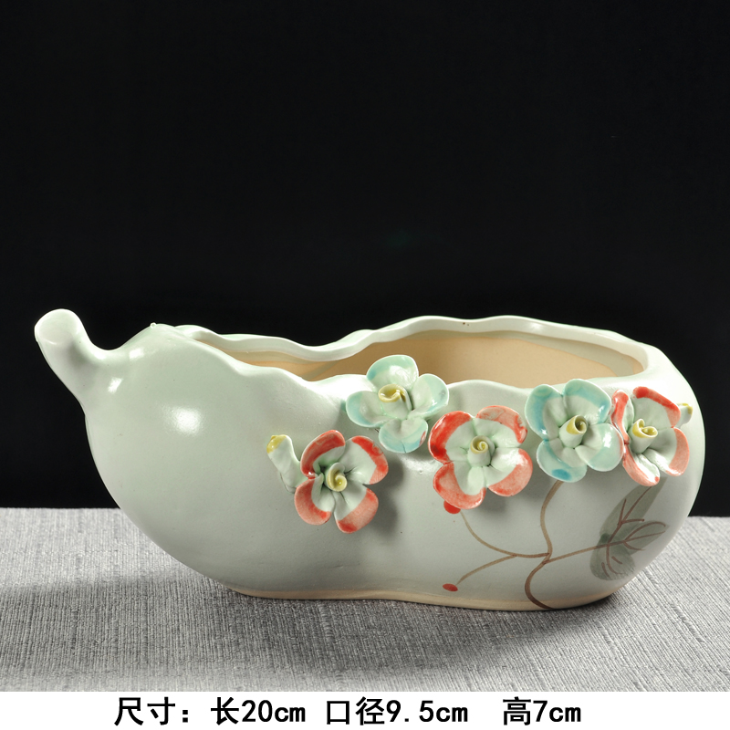 Hand, spend more meat flowerpot simple ceramic green plant new violet arenaceous retro coarse pottery meaty plant size flowerpot