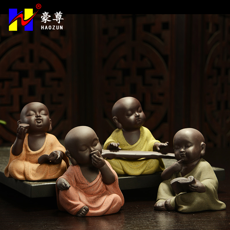 Hao chun tea accessories kung fu young monk furnishing articles see colour sand ceramics purple sand tea pets play special tea tea