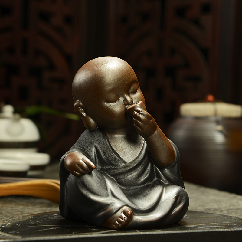 Hao chun tea accessories kung fu young monk furnishing articles see colour sand ceramics purple sand tea pets play special tea tea