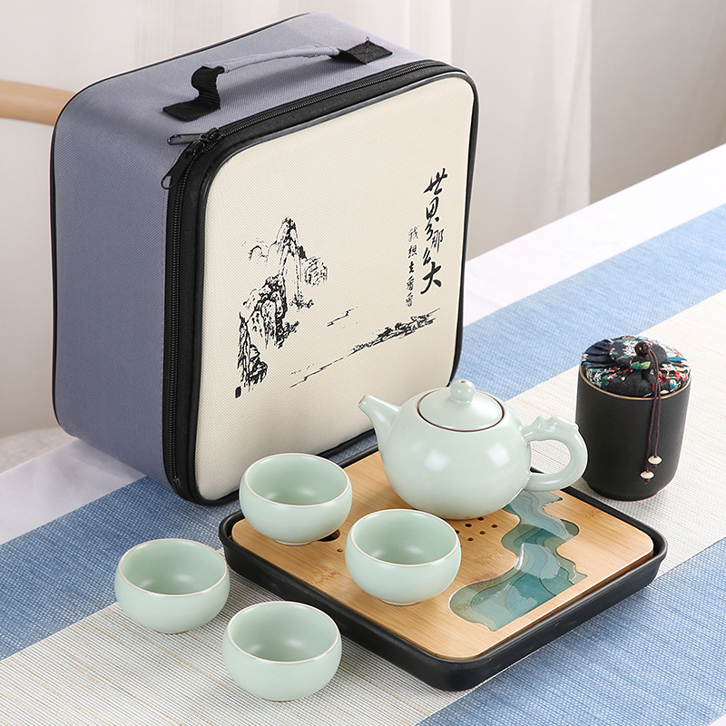 Brother sand embellish your up up kung fu tea set suit household contracted ceramic Japanese travel portable package small dry tea tray