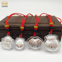 999-foot silver champion rat God of wealth rat pendant Silver lock lucky bag pendant shop celebration opener event Handy small gift