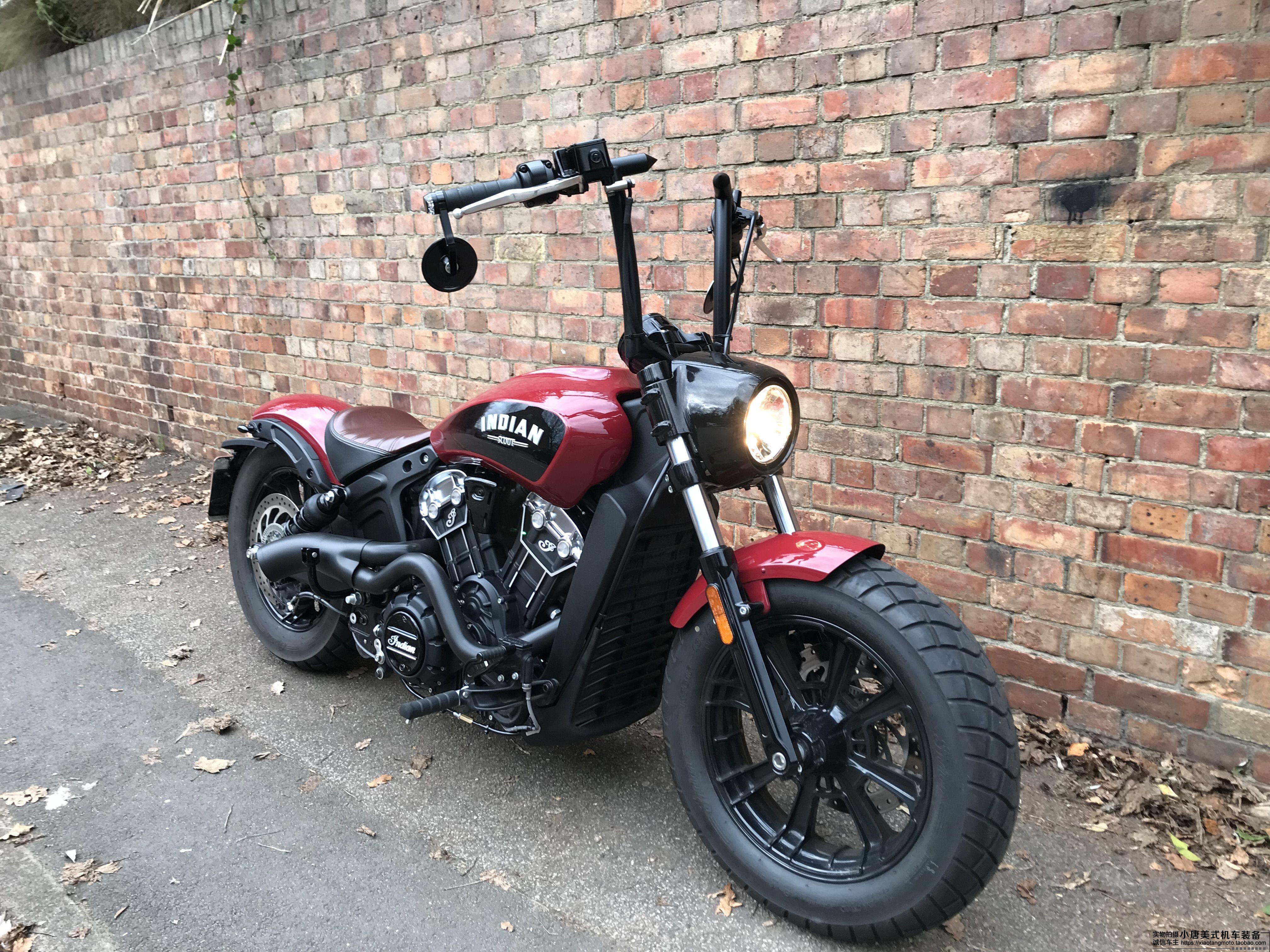 新品印第安摩托车bobber侦察兵改装个性脏鸟2出1复古全段排气管