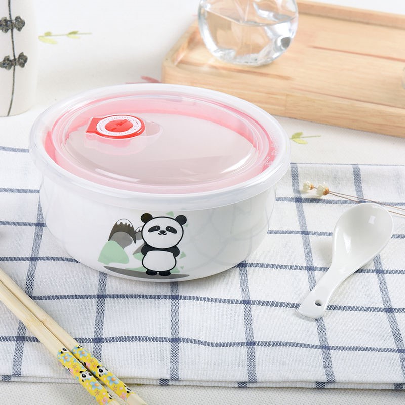 The kitchen creative Japanese Korean cartoon express it in ceramic tableware mercifully rainbow such as bowl suit large ceramic bowl with cover is work