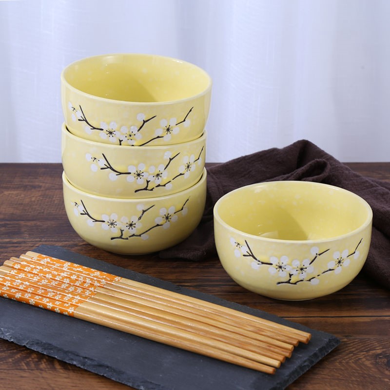 The kitchen four bowls of four chopsticks Japanese creative household tableware ceramic bowl set bowl chopsticks sets of rice, a bowl of soup bowl bowl