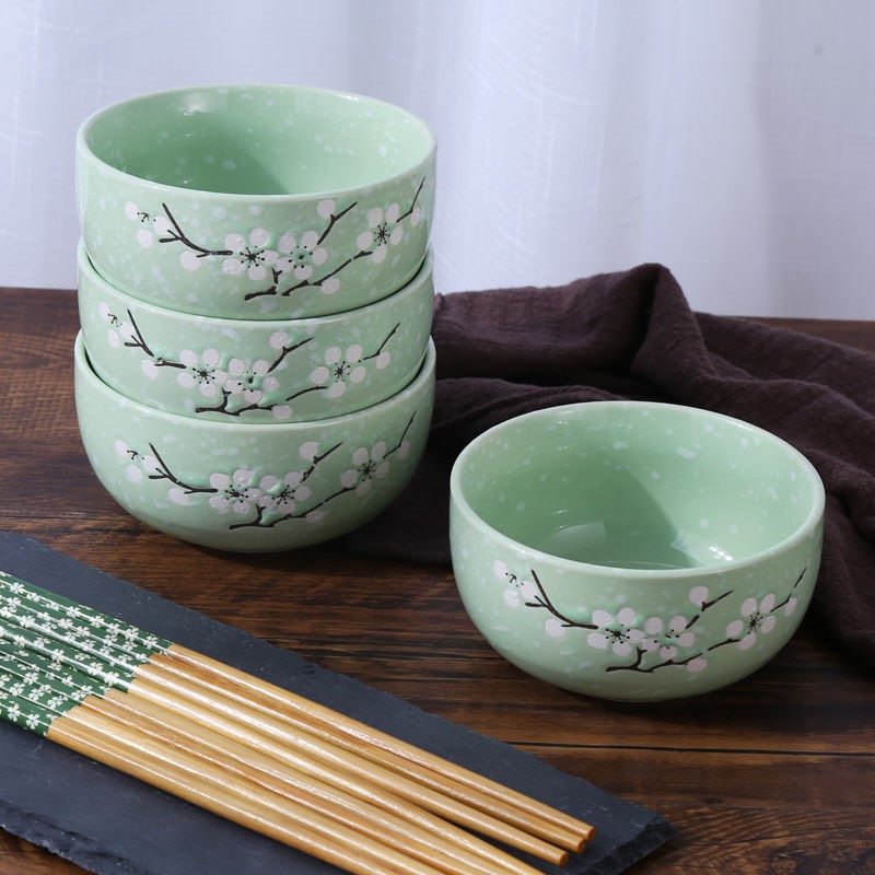 The kitchen four bowls of four chopsticks Japanese creative household tableware ceramic bowl set bowl chopsticks sets of rice, a bowl of soup bowl bowl