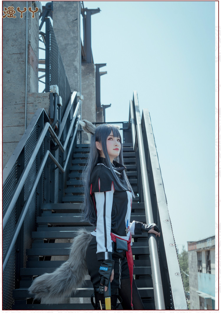 现货明日方舟cos德克萨斯 拉普兰德cosplay服女假发耳朵尾巴道具