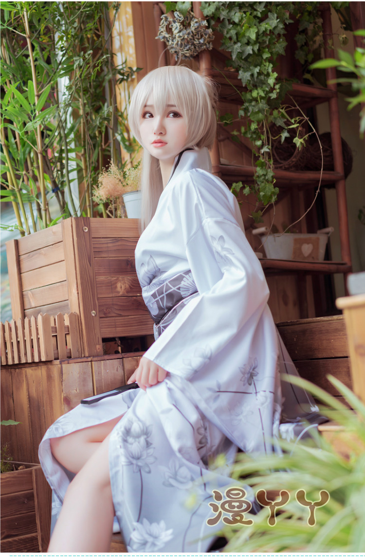 穹妹cos服缘之空春日野穹白色和服浴衣cosplay服装女假