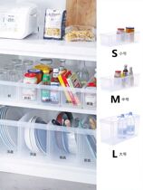 Japan Stackable transparent cabinet partition classification storage box Desktop pulley large capacity breathable plastic storage box