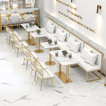 Backwall card sofa shop coffee shop restaurant net red simple fresh dessert milk tea shop table and chair combination