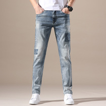 Nostalgia retro jeans Mens spring Summer Korean version trendy in small leggings Pants Spring Fall and Casual Long Pants