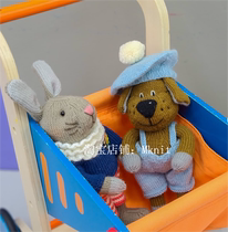 Dog only text illustration Plain body + suspender pants + hat stick needle yarn knit doll illustration pure text