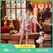 Childrens pyjamas girls Summer slim fit Pure Cotton Cute Princess Wind Short Sleeve Girl Baby Summer Mother Daughter Dress